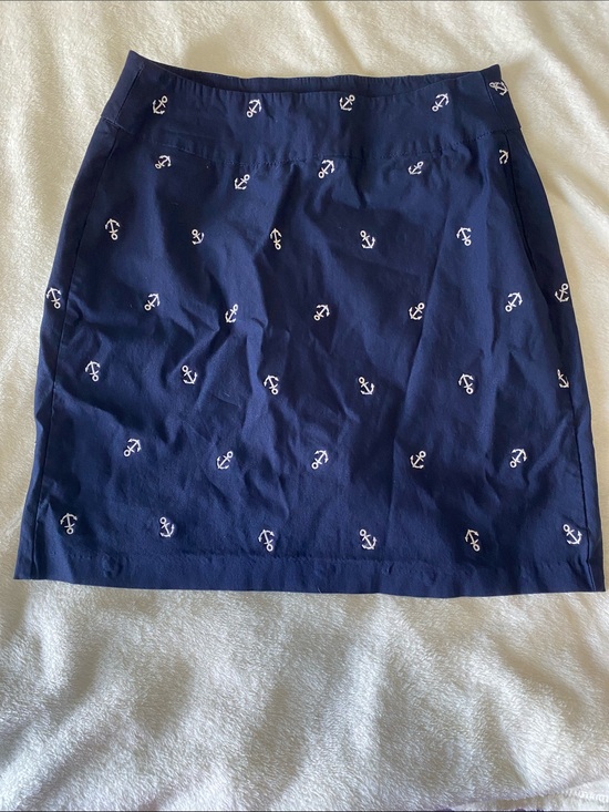 Breezies Dresses & Skirts - Breezies Navy Pencil Skirt with White Anchor Embroidery Size 10